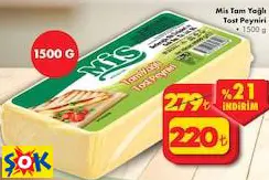 MİS TAM YAĞLI TOST PEYNİRİ 1500 G